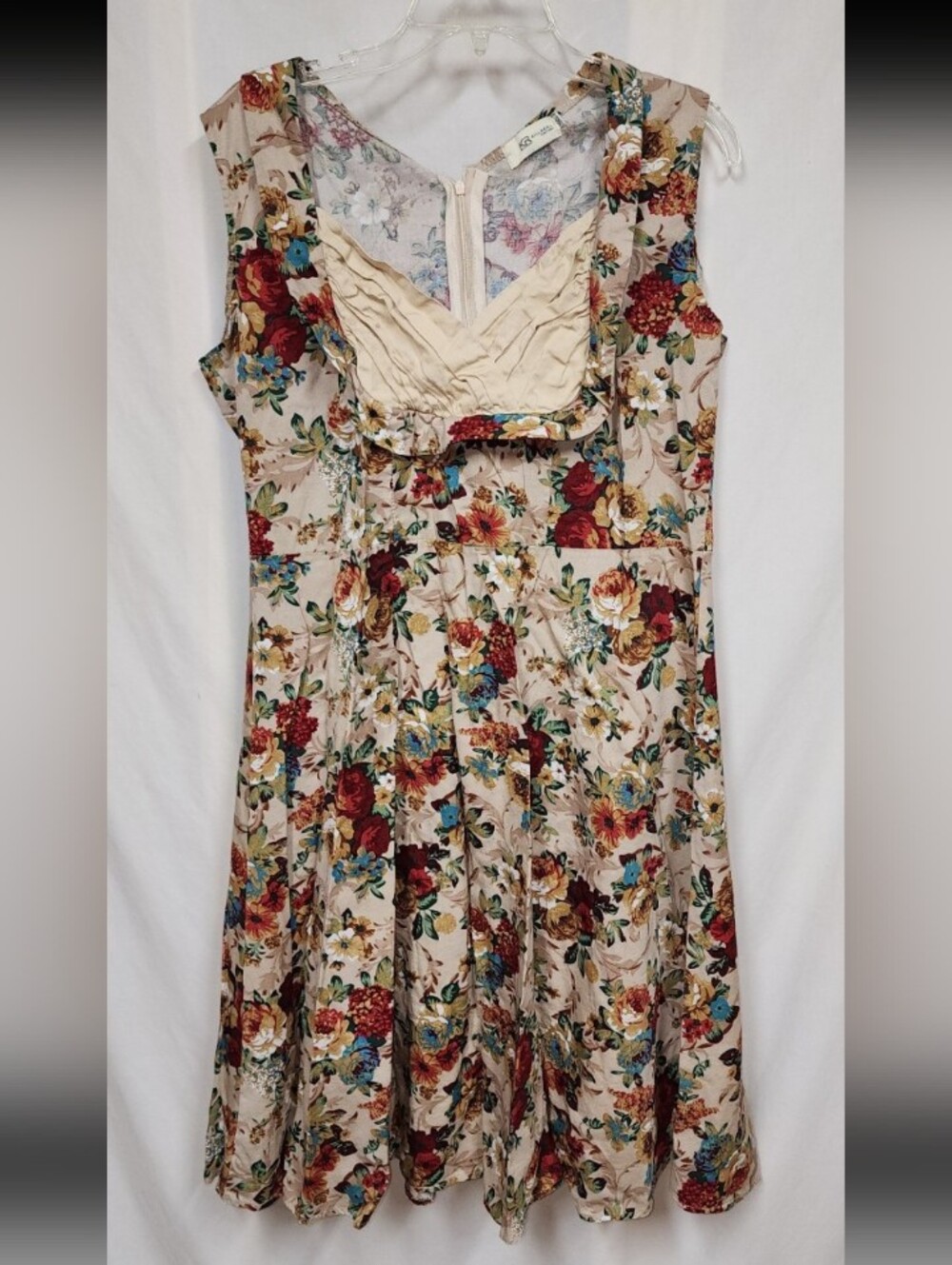 Killreal womens size 3x tan floral print knee length dress